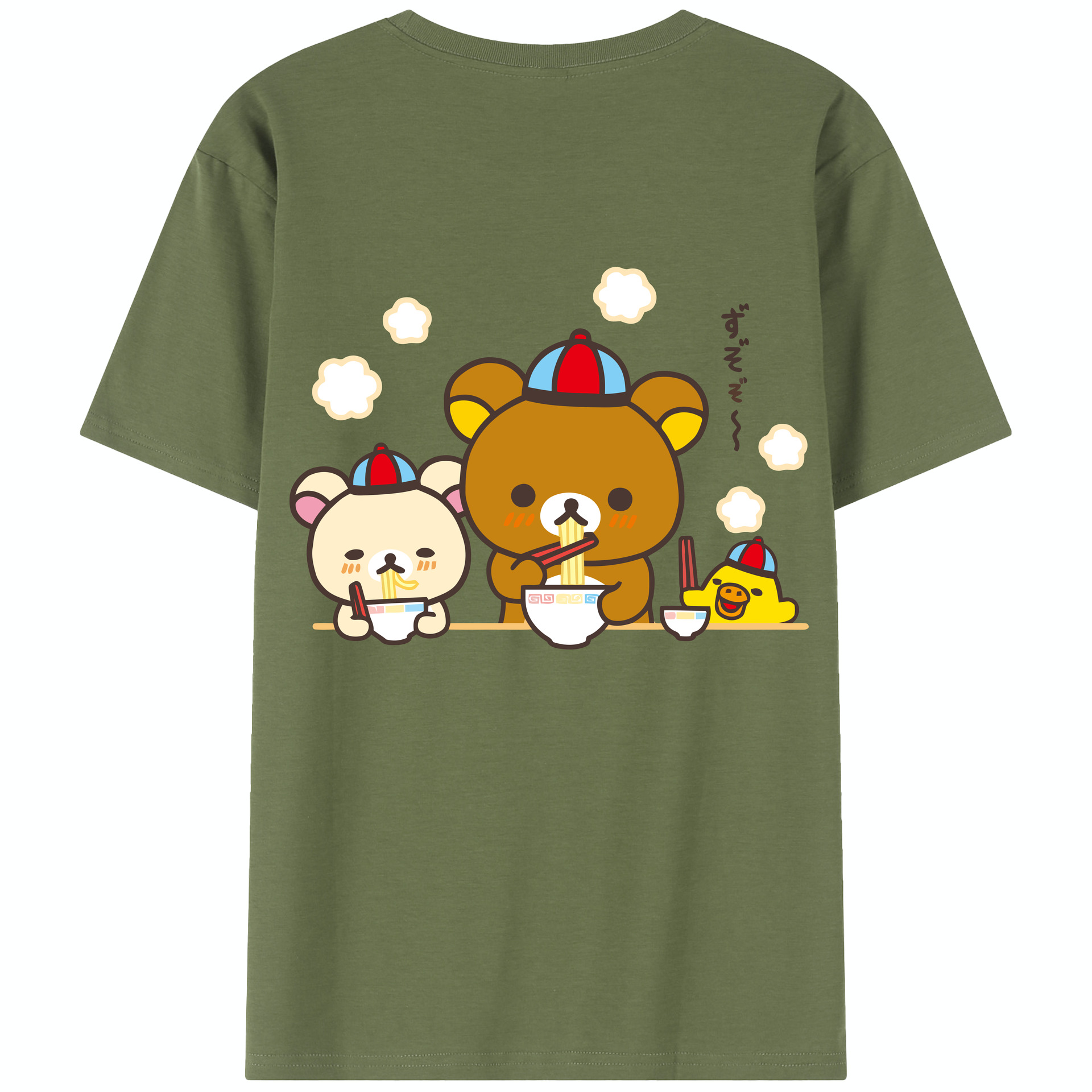 （画像用） リラックマ リラックマ キイロイトリ Rilakkuma Korilakkuma Kiiroitori 綿100％半袖Tシャツ（背面プリント）
